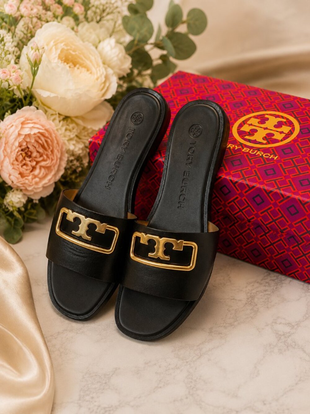 Tory Burch Selby Slide Perfect Black/Gold